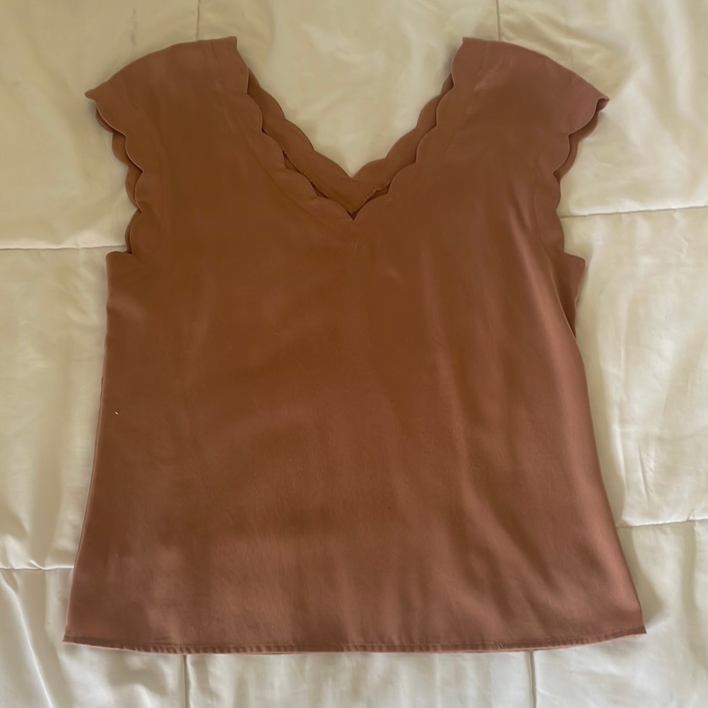 Express Blush Pink Lightly Worn Scalloped Blouse Size S/P